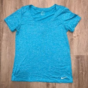 M - NIKE- Blue, Dri-Fit, Short Sleeve Activewear Top